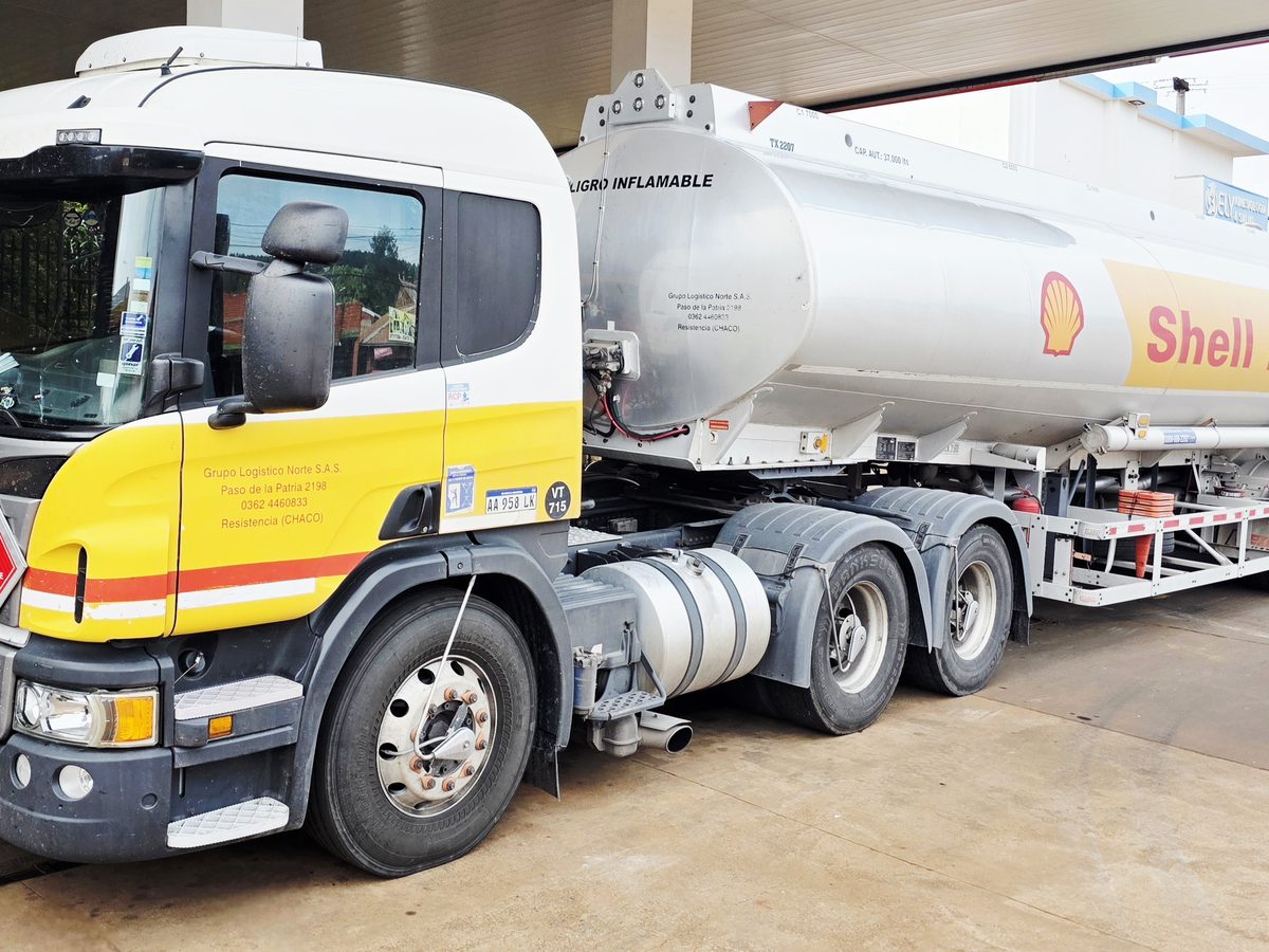 Fuel tanker at a delivery terminal